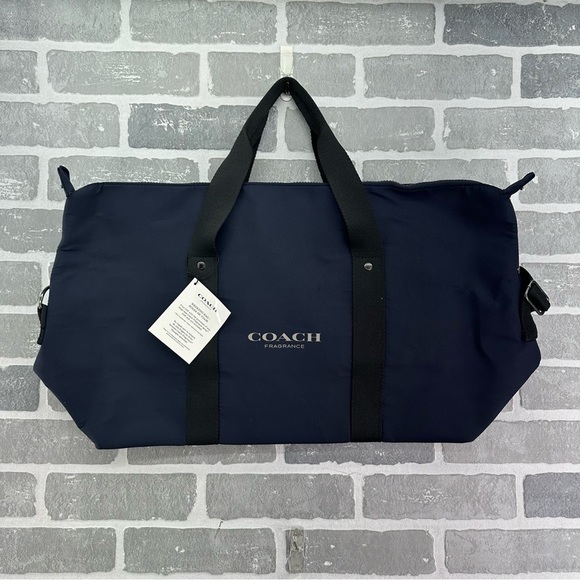 Coach Unisex Weekender Overnighter Duffle Bag Travel CarryOn Large Navy Blue - Picture 1 of 11